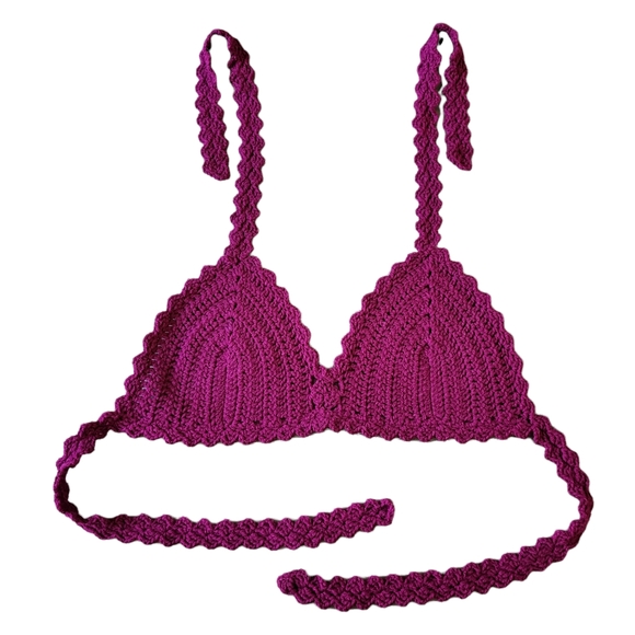 Handmade Crochet Lace Bikini Bra - Lingerie, Bikini Top, Lace Bralette - Picture 5 of 9